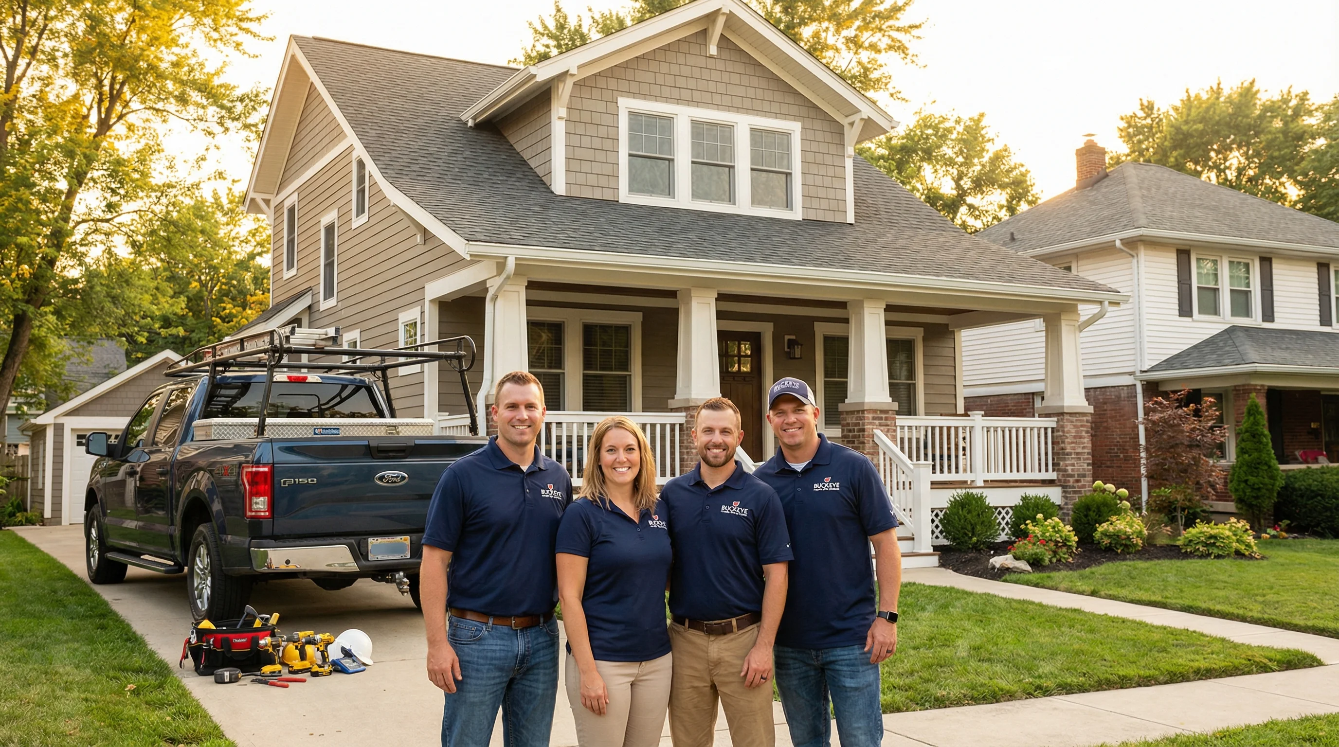 The Pallotta Home Improvement team standing proudly in front of a completed project