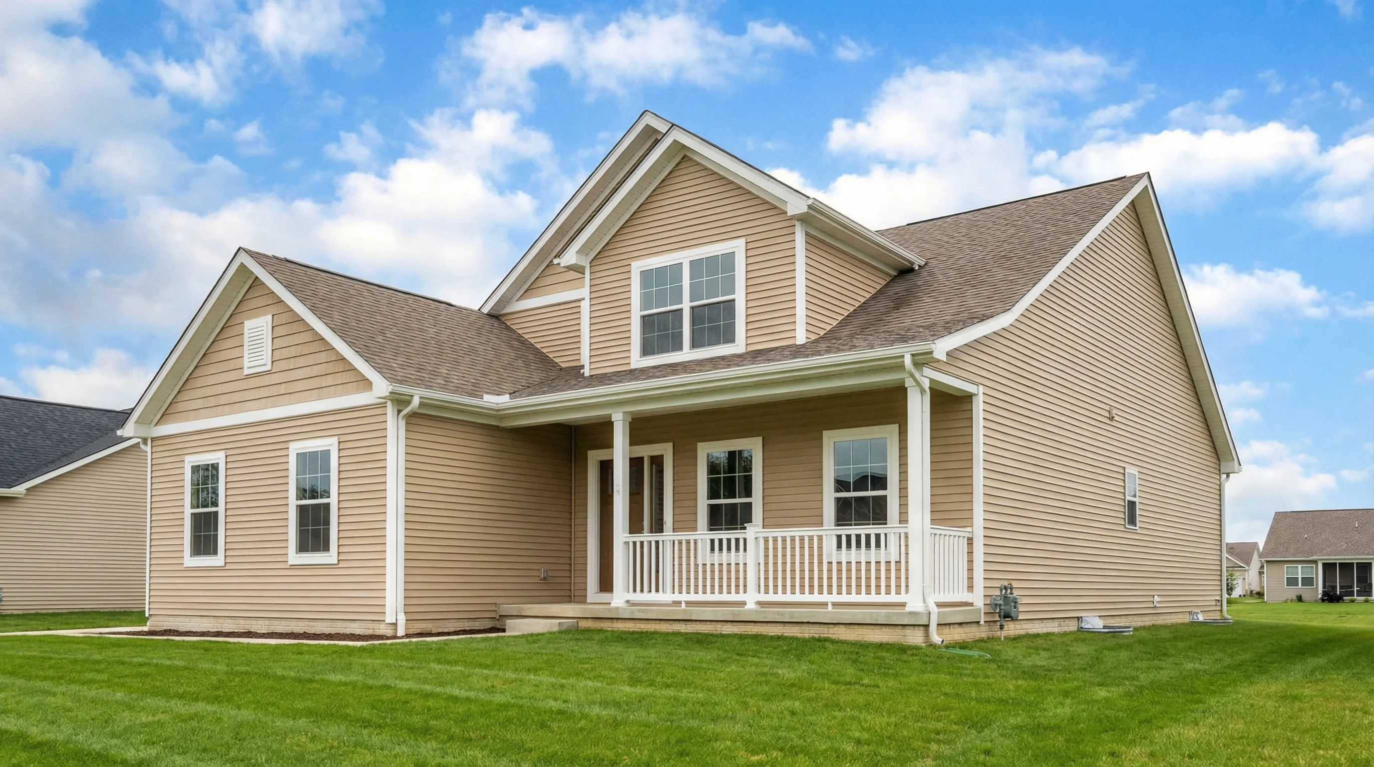 Beautiful residential home with brand new siding and crisp white trim